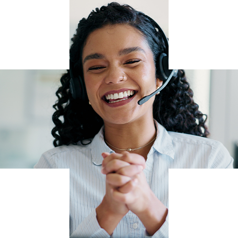Blue Cross customer service representative providing support by phone and online. 