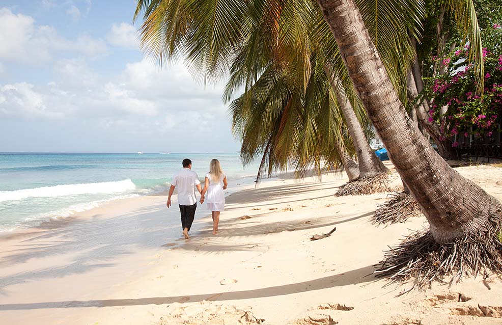 Couple on the beach in Barbados 