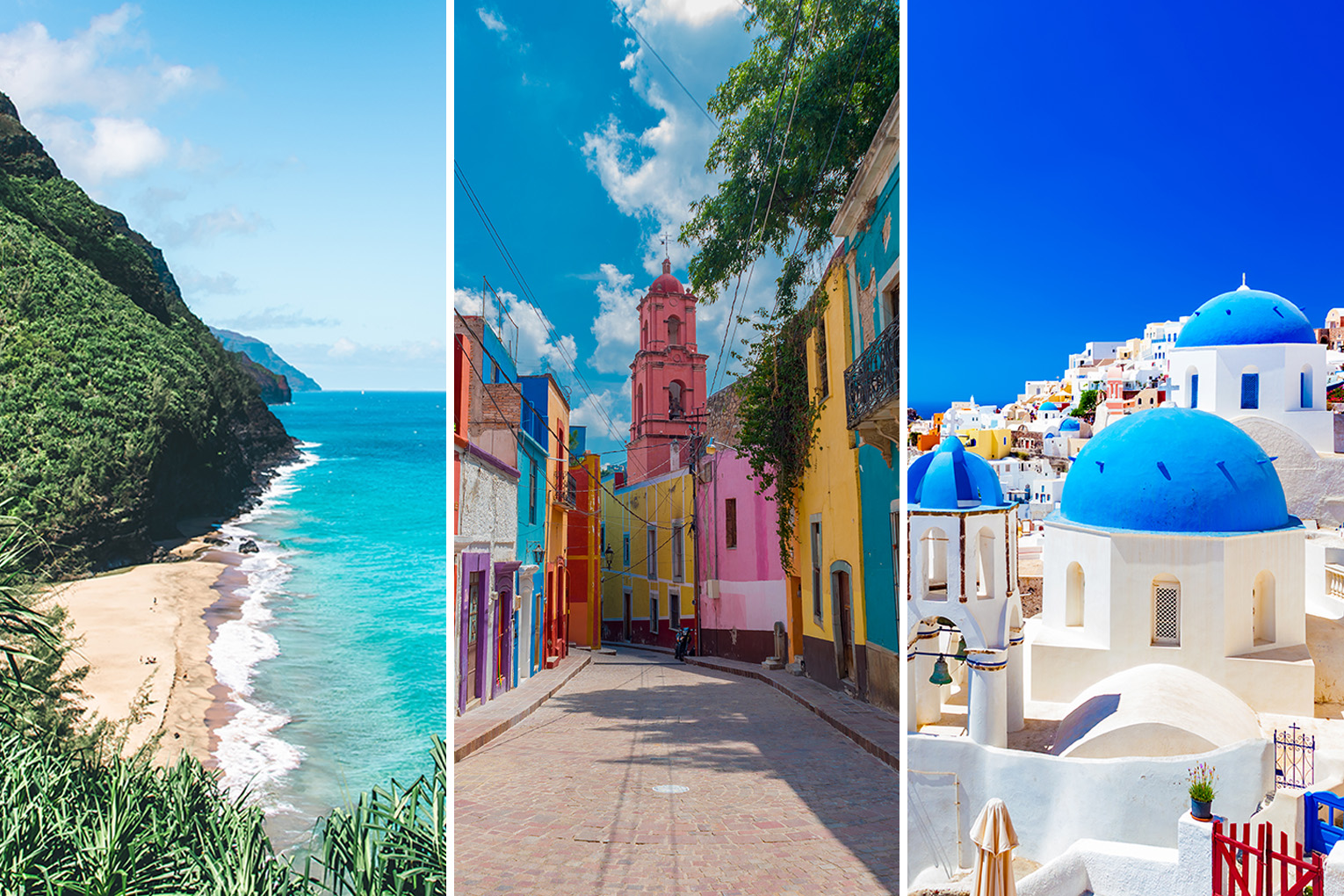 three travel photos